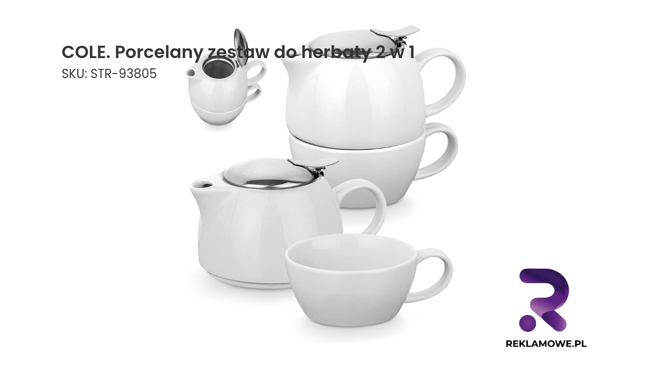 Zestaw do herbaty 2 w 1 marki COLE, wykonany z porcelany