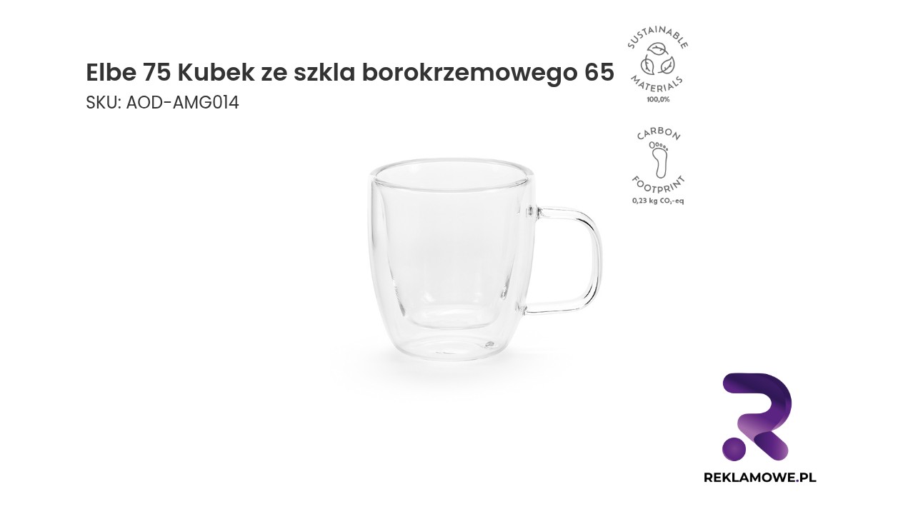 Elbe 75 Kubek ze szkla borokrzemowego 65 ml Kubek Elbe z przezroczystego szkła borokrzemowego