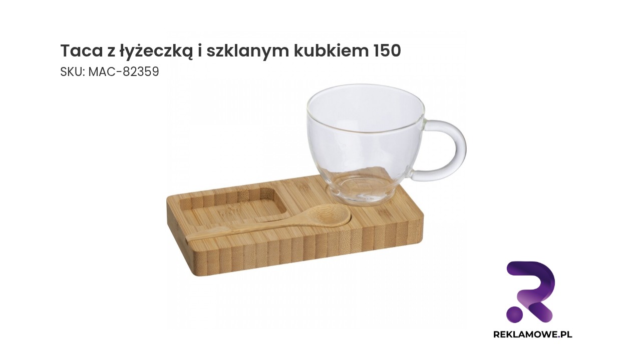 Taca z łyżeczką i szklanym kubkiem 150 – elegancki zestaw do serwowania napojów